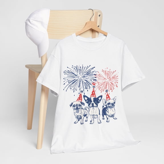 Chiahuahua Dog Firework With American Flag Shirt, American ID-0608-EXZK