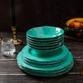 thumbnail image 5 of 18-Piece Farmhouse Melamine Dinnerware Set - Shatterproof, Lightweight,  Outdoor Dining Plates, Bowls, and Serving Dishes for Everyday Use, Camping, Picnics, Light Green, 5 of 6