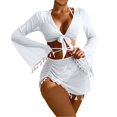 thumbnail image 2 of Women's Bikini Set High Waist Mesh Insert with Bra Pads No Underwire Sexy Two Piece Swimsuit for Beach Vacation,White,S, 2 of 6
