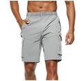 thumbnail image 2 of LWavelet Men's Quick Dry Cargo Shorts Elastic Waist Multi-Zipper Pockets Casual Outdoor Shorts Light Gray XL, 2 of 5