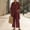 Deep Red, variant on Women's 3 Piece Outfit Set Short Sleeve Tops with Open Front Cardigan, High Waist Wide Leg Palazzo Pants, Casual Linen Look Lounge Wear, Summer Vacation Beach Matching Set Camel S