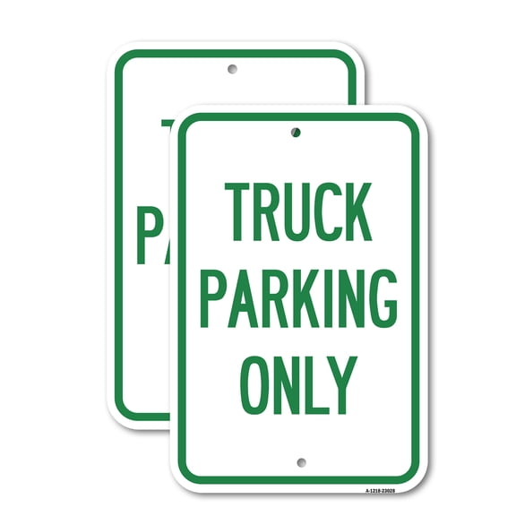 (2 Pack) Reserved Parking Sign Truck Parking Only | 12" X 18" Heavy-Gauge Aluminum Sign | Rust Free Aluminum, Weather Resistant, Waterproof, Fade Resistant, 2 Pre-drilled Holes