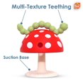 thumbnail image 2 of RaZbaby - Chompy Grip Teether for Infant & Baby 3M+ Silicone Teether Toy with Suction Base and Multi-Texture Design for Teething Relief - Soothes Sore Gums & Easy-to-Hold Teether, BPA Free - Red/Green, 2 of 5