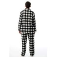 thumbnail image 3 of #FollowMe Mens Plaid Button-Front Flannel Pajama Set  Classic & Comfortable Sleepwear (Black / White - Buffalo Plaid, 3X-Large), 3 of 3