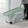 thumbnail image 4 of Sterilite Extra-Large Wheeled Rugged Storage Bin, 160 Quart Durable Clear Storage Container with Latching Lid and Pull Handle, Green, 2 Pack, 4 of 9
