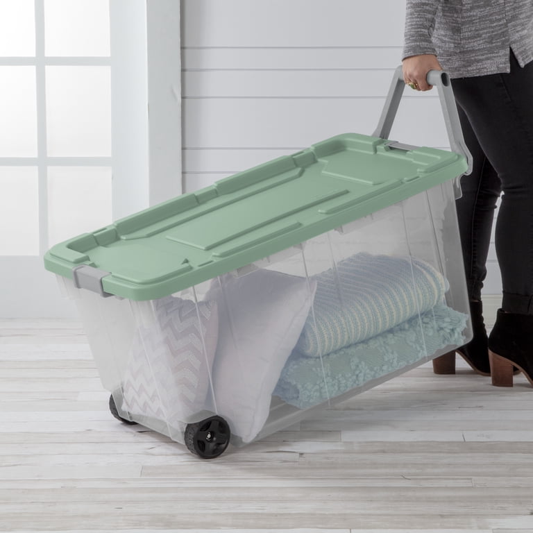 Sterilite 160 Qt Wheeled Storage Bin with Latch Lid - Green, 2 Pack photo 3