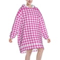 thumbnail image 2 of Couverture à Capuche Surdimensionnée à Carreaux Roses Confortable Cadeau d'Hiver Chaud pour Adultes avec Poche, 2 of 6