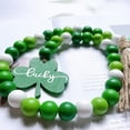 thumbnail image 3 of 27.6 Inch Wood Bead Garland with Jute Rope Tassel Green Shamrock Farmhouse Bead Garland Tassel Irish Style Decor Ornaments for Easter and St.Patrick Day Tiered Tray Decorations Wall Hanging Decor, 3 of 4