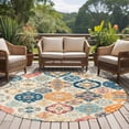 thumbnail image 4 of Boho Morocco Round Area Rug 7 FT,Non Slip Living Room Area Carpet,Retro Farmhouse Ethnic Neutral Aesthetic Washable Soft Circular Rug Non-Shedding Floor Carpet for Bedside Office Play Room Classroom, 4 of 9