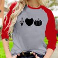 thumbnail image 2 of Camiseta suelta estampada a la moda para mujer, blusa de manga larga, cuello redondo, camisetas informales Pompotops  FGAJ8201, 2 of 5