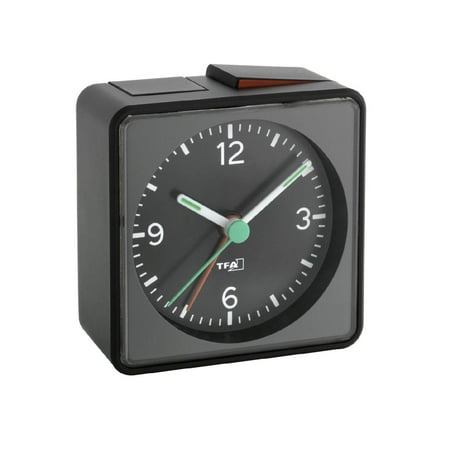 TFA Dostmann Analogue alarm clock Push, 60.1013.01, silent sweep movement, crescendo alarm, bla
