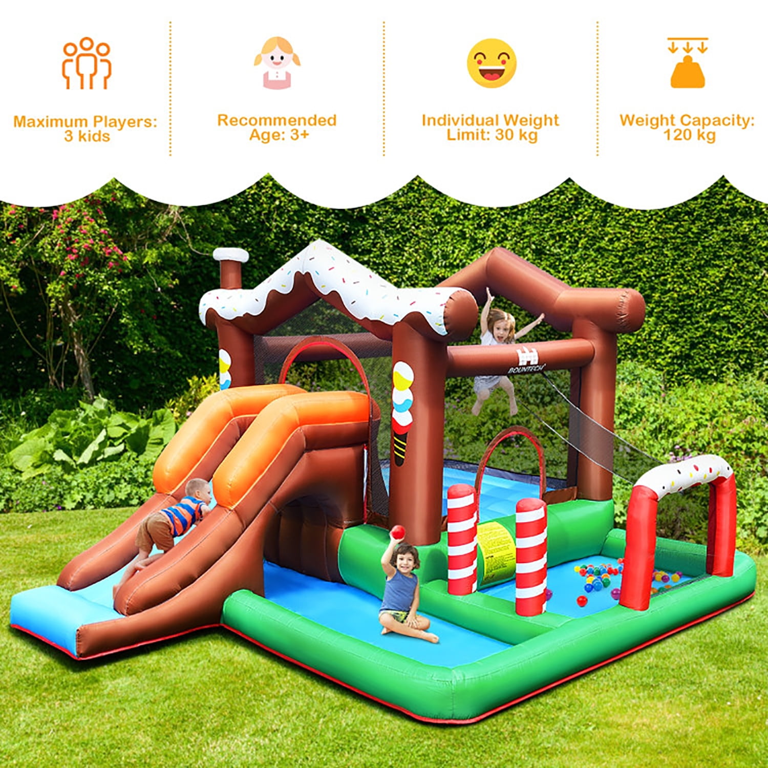 Aimee Lii Kids Inflatable Bounce House Jumping Castle Slide Climber Bouncer without Blower, Kids Bounce House