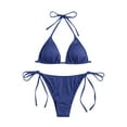 thumbnail image 2 of QUNYINEY Thong Bikinis Sets for Women 2 Piece Solid String Swimwear Tie Side Swimsuit Sets, 2 of 5