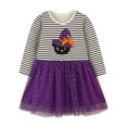 thumbnail image 1 of WEAIXIMIUNG Robes de Demoiselle d'Honneur pour Bébés Robe Ivoire pour Fille Robe à Manches Longues Robe à Motif Rayé T-Shirt Décontracté 3-4 Ans, 1 of 8