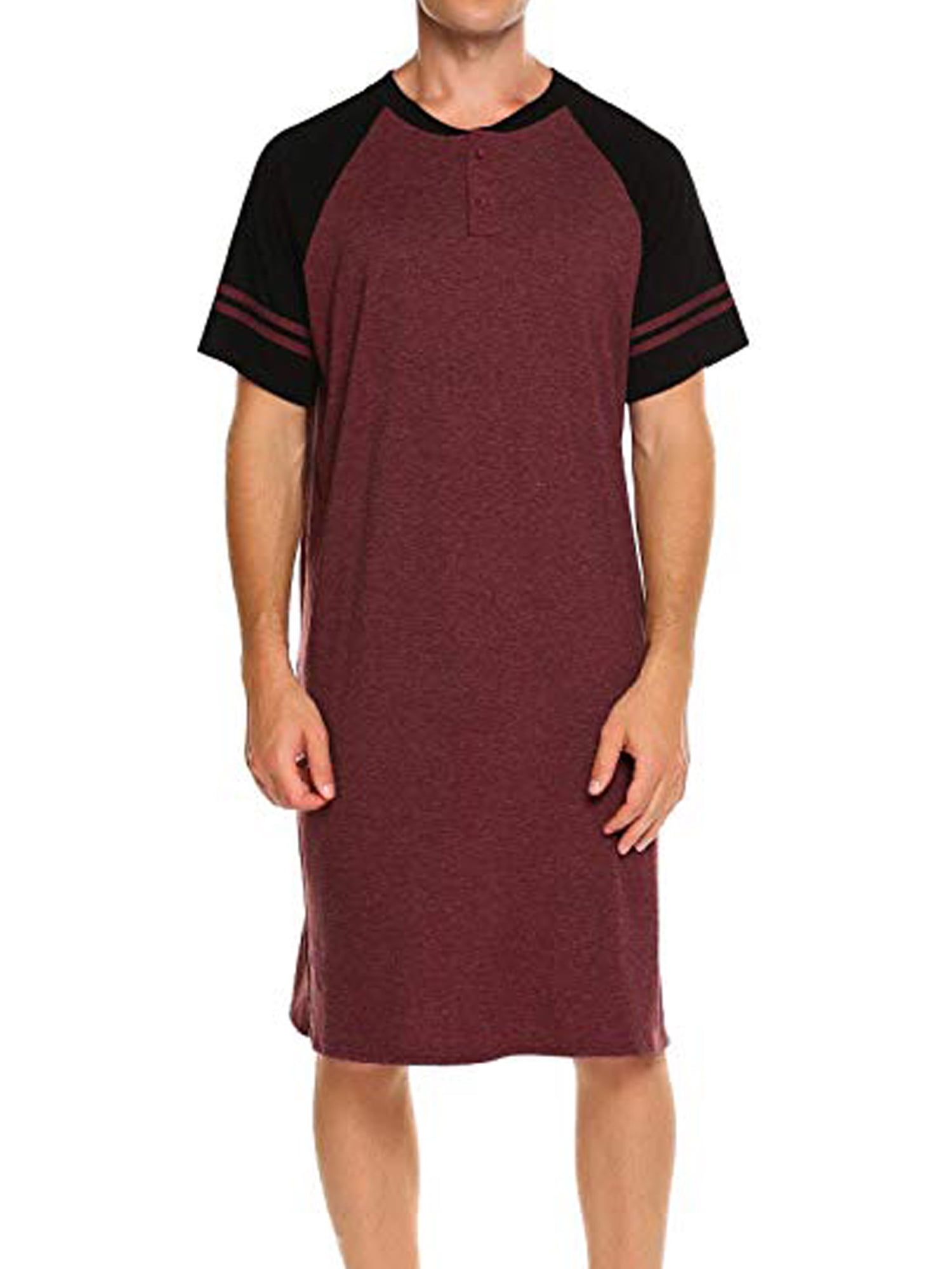 LELINTA Men's Big and Tall Sleepwear Cotton Robes Sleep Shirt Men Crew