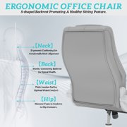 Ninecer Big and Tall Reclining Office Chair, 400lbs High Back Executive Chair with PU Leather, Gray