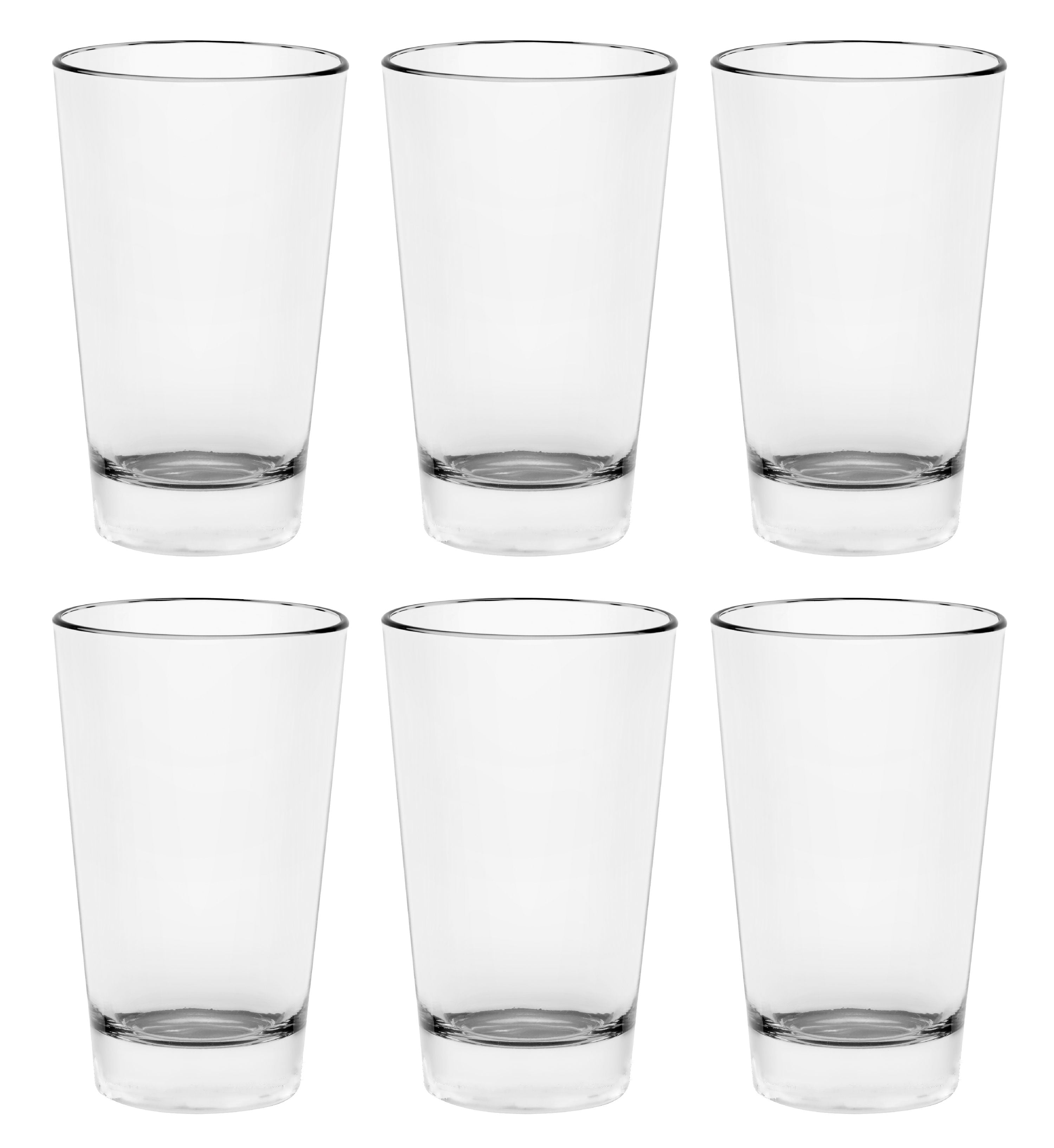 Euro Ceramica Fez 14oz Highball Glasses – Set Of 4, Teardrop Mandala Design, Clear