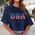 thumbnail image 2 of Confree Womens 4Th Of July Shirts Patriotic Graphic Print Independence Day Short Sleeve Round Neck Tees Summer Fashion Soft Comfortable Women Top Size L Navy, 2 of 4