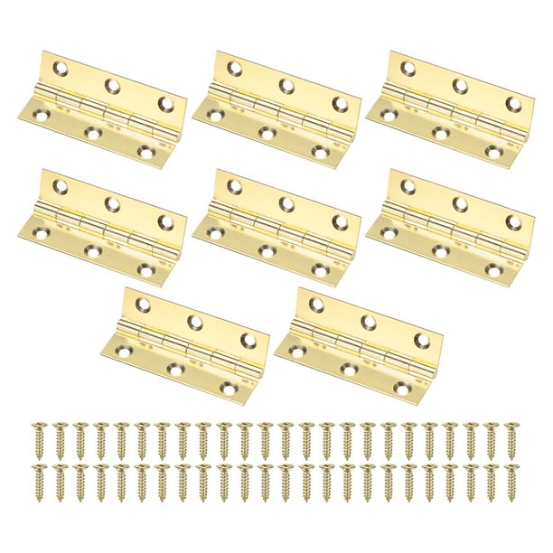 Uxcell 8-Pack Pequeñas Bisagras de Puerta, 2.5in (63mm) Bisagras Mini de Latón Plegables con Tornillo para Caja de Joyas