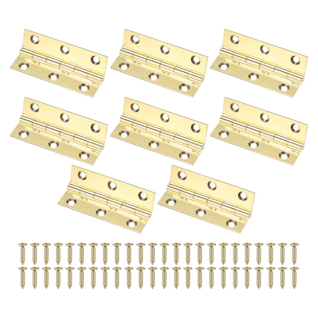 Uxcell 8-Pack Pequeñas Bisagras de Puerta, 2.5in (63mm) Bisagras Mini de Latón Plegables con Tornillo para Caja de Joyas
