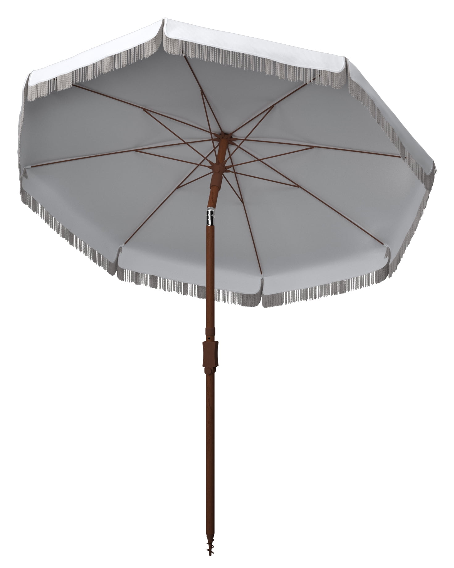 SAFAVIEH Estonia 6.5' Fringe Beach Patio Umbrella, White