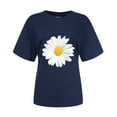 thumbnail image 5 of Vivianyo HD Casual Women's Summer Short Sleeve T-Shirt Women Short Sleeve Floral Printed Sunflower Round Neck Tops T-Shirt Blouse, 5 of 5