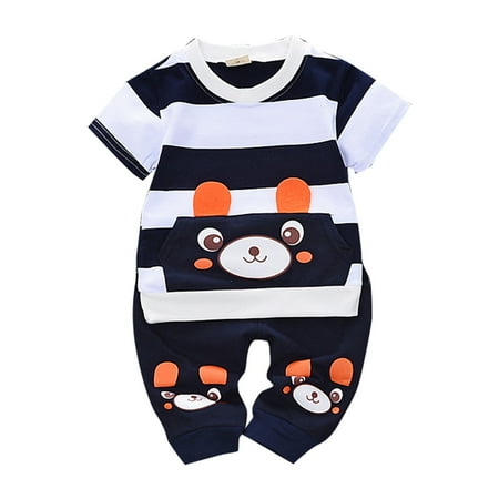 

Rovga Boys 2 Piece Outfit New Children S Clothing T Shirt Cute Cartoon Pattern And Clothes Summer Short Sleeved Children S Set Boy Outfits