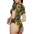 thumbnail image 2 of Kdxio Sunflowers for Women's Short-Sleeved Onesie Stylish Round Neck Pajamas Bodysuit Jumpsuit Nightwear-X-Large, 2 of 7
