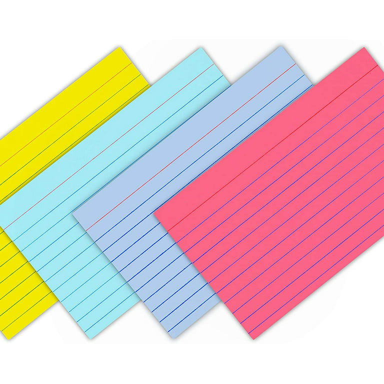 Emraw Ruled Lined Colored Index Note Cards Heavy Weight Durable 3 X 5 Inch  Plain Back Assorted Colors Note Cards for School Home and Office - 300  Cards (3 Packs of 100) 
