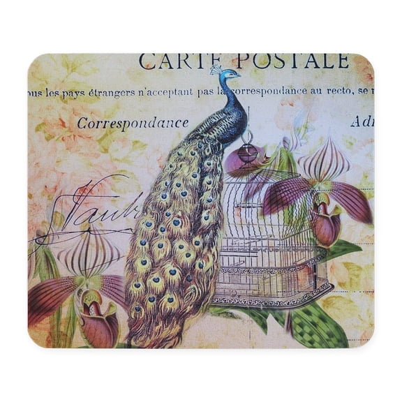 CafePress - Purple Orchid Birdcage Peacock Mousepad - Non-slip Rubber Mousepad, Gaming Mouse Pad