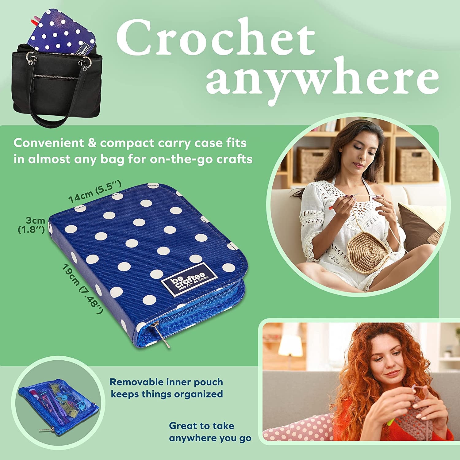 BeCraftee Crochet Hook Set with Ergonomic Handles for Extreme Comfort. Perfect Crochet Hooks for Arthritic Hands, Smooth Knitting Needles for Superior Results & 22 Knitting Accessories.