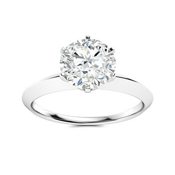 Mooneye 0.75 Ctw Round Moissanite Diamond 925 Sterling Silver Multi Prong Solitaire Ring