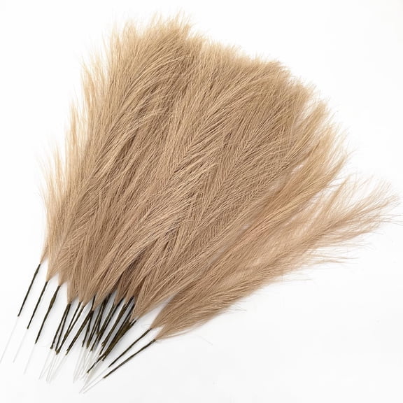 Artificial pampas grass plant decoration set, 28 stems, 17 inches (approx. 43.2 cm) faux flowers, bulrush, fluffy beige branches, suitable for bohemian families, wedding parties, vase fillers