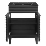 Modway Render Mid-Century Modern Wood Bathroom Vanity in Black
