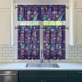 thumbnail image 2 of Kitchen Curtains 36 Inch Short - 3 Panel Set, Rod Pocket Window Curtain, 100% Polyester for Farmhouse, Cafe, Kitchen, Living Room, Bedroom, Galaxy & Space-Themed Design, Easy Wash, 2 of 3