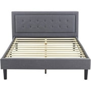Classic Brands Mornington Upholstered Platform Bed Frame, Full, Light Grey