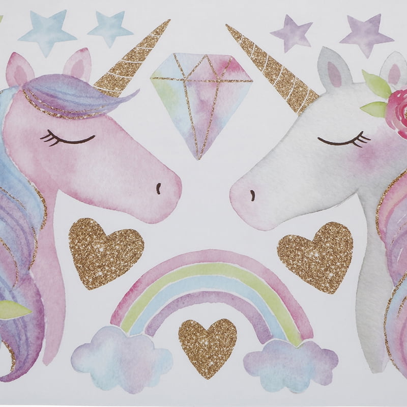 Details about   Rainbow Unicorns star shape Horse Wall Stickers for Bedroom pvc Animal Decal  JC 