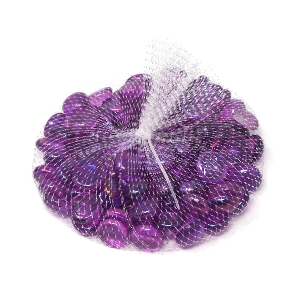Flat Glass Marble Gems, 15Ounce, 80Count, Purple