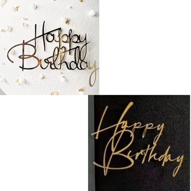 Topper para pastel MPRVAKYF Happy Birthday de acrílico, 2 piezas, dorado