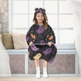 thumbnail image 7 of FORMRS Wearable Blanket Hoodie with Sleeves for Kids Cozy Flannel Sweatshirt, Halloween Purple Ghosts, 7 of 7