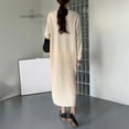 thumbnail image 4 of BangWanChi Long Sleeve Dresses for Women Fall Ladies' And Winter Retro Lapel Contrasting Color Button Patchwork Pleated Knit Dress, 4 of 5