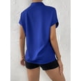 thumbnail image 4 of Summer simple V-neck ladies shirt fashion tops elegant temperament commuter women shirt, 4 of 5