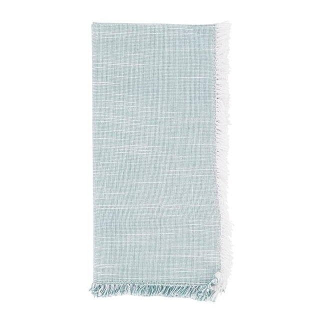 Serviettes Carrées à Franges Bicolores 20 Po, Turquoise - Ensemble de 4