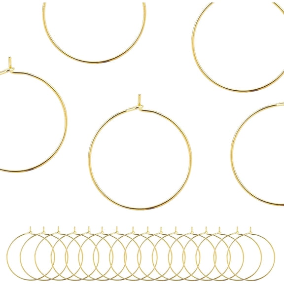Wine Glass Charm Rings 60pcs Gold Plated 25mm Beading Charm Rings Wine Glass Marker for Birthday Party Wedding Festival Favor