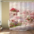 thumbnail image 2 of Fantastic Romantic Cloud Fairland Shower Curtain Valentine''s Day Floral Love Theme Fabric Shower Curtain Bathroom Decor Sets with Grommets and Hooks 72 x 72 Inch Red Pink, 2 of 6