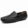 thumbnail image 2 of Summer Men Casual Shoes Moc Toe Genuine Leather Mens Loafers Breathable Slip on Driving Shoes, 2 of 4