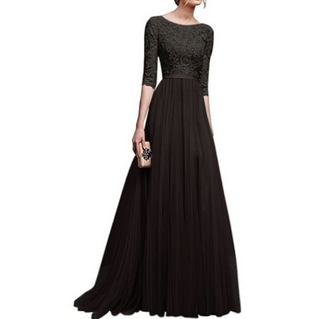 Occasions Bridal Evening Wear - Long Formal Dresses For Women Vintage Half sleeve Slim Fit Lace Wedding Dresses Temperament Elegant Bridesmaid Dress Evening Party