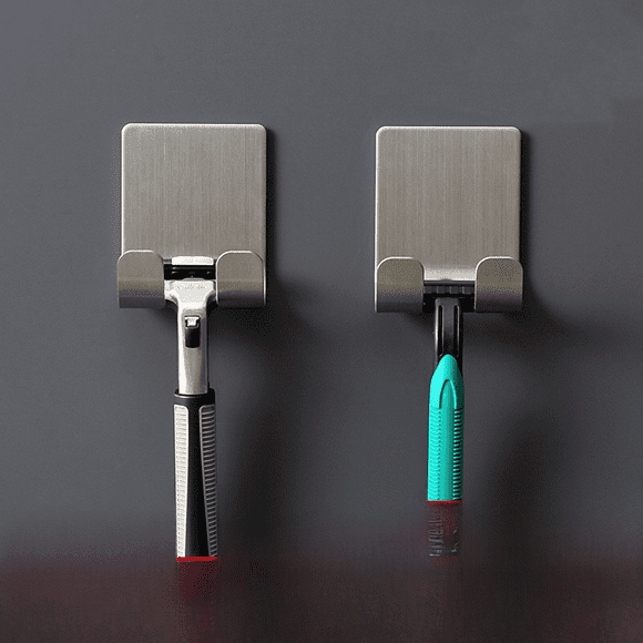 Soporte para maquinilla de afeitar para baño, estante de almacenamiento de maquinilla de afeitar de acero inoxidable sin perforaciones, organizador de enchufes, gancho de almacenamiento