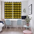thumbnail image 5 of Black Yellow Plaid Kitchen Curtains 72 Inch Length, Retro Country Buffalo Check Gingham Grommet Top Bedroom Living Room Curtains, Light Filtering Cafe Curtain Drapes 2 Panels Set 104''x72'', 5 of 9