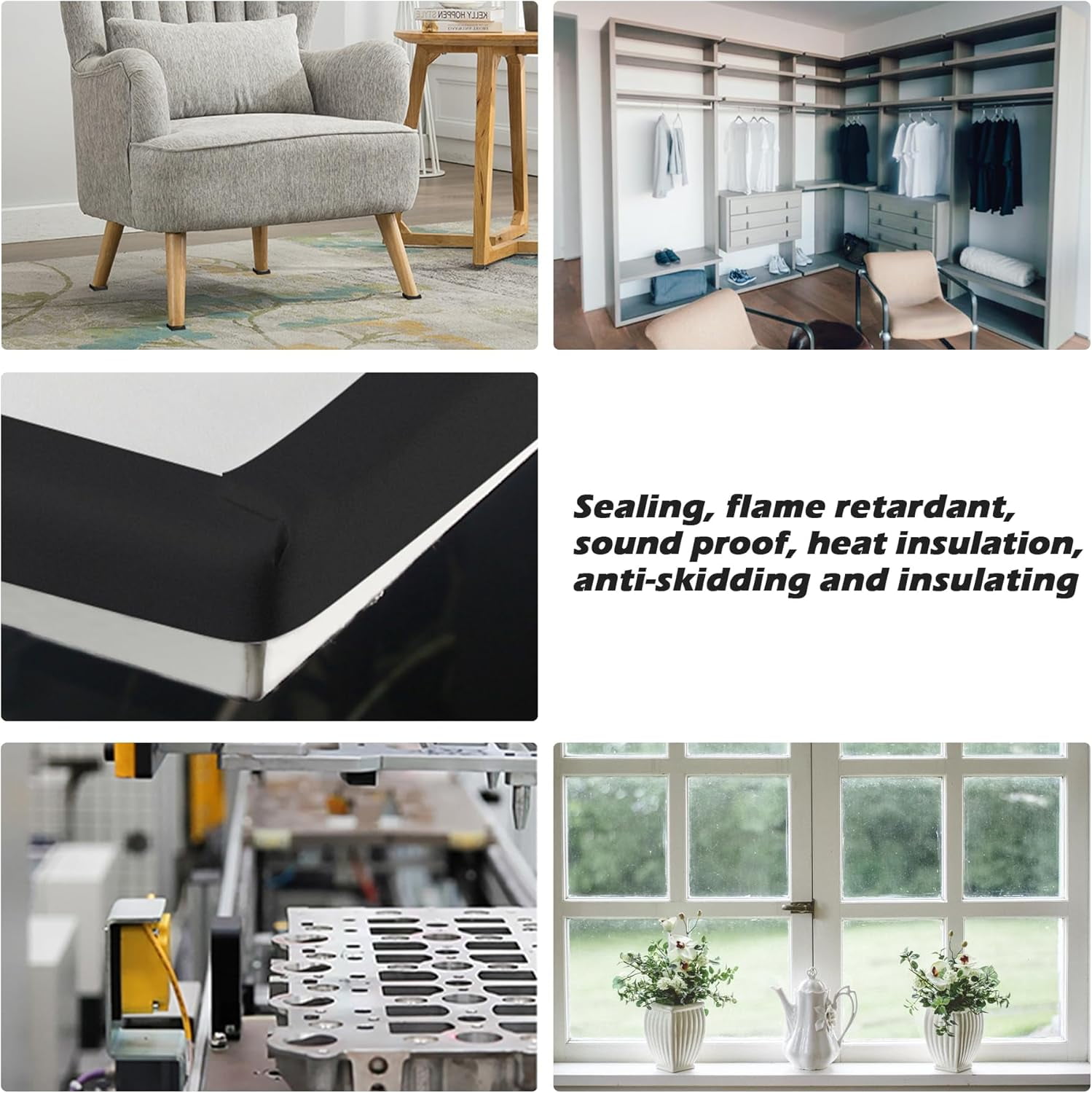 Black Door Window Weather Stripping Self Adhesive Foam Tape High Density Foam Sealing Strip Window Insulation Weatherproof Gasket Tape 1" Wide X 3/4" Thick, 6.5 Ft X 2 Rolls, Total 13 Feet